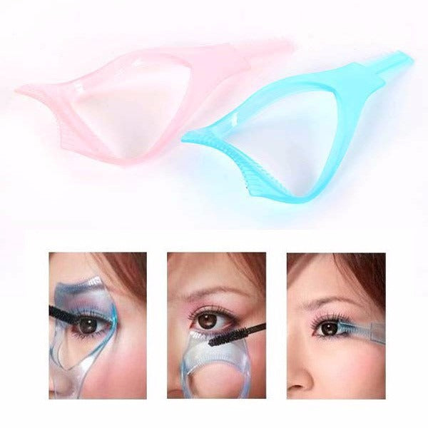 Enhance Your Lashes: 3-in-1 Makeup Tool with Mascara Applicator Guide, Eyelash Curler, Comb, and Guard All In One Accessory.