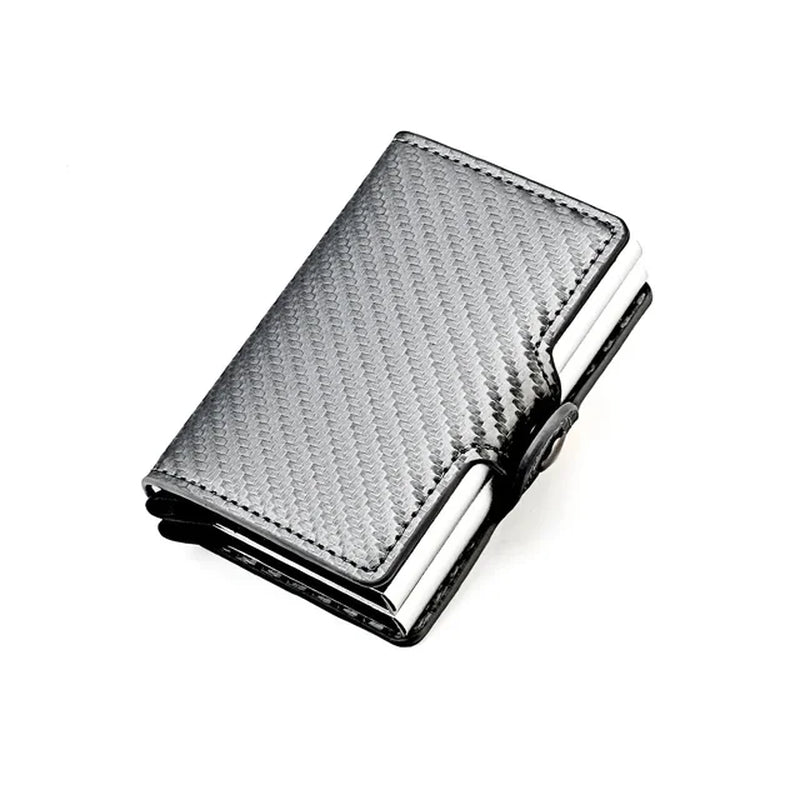 Double Layer Rfid Blocking Men'S Credit Card Holder Carbon Fiber Vintage Leather Wallets Card Holder for Women Man Money Clip