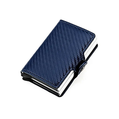 Double Layer Rfid Blocking Men'S Credit Card Holder Carbon Fiber Vintage Leather Wallets Card Holder for Women Man Money Clip