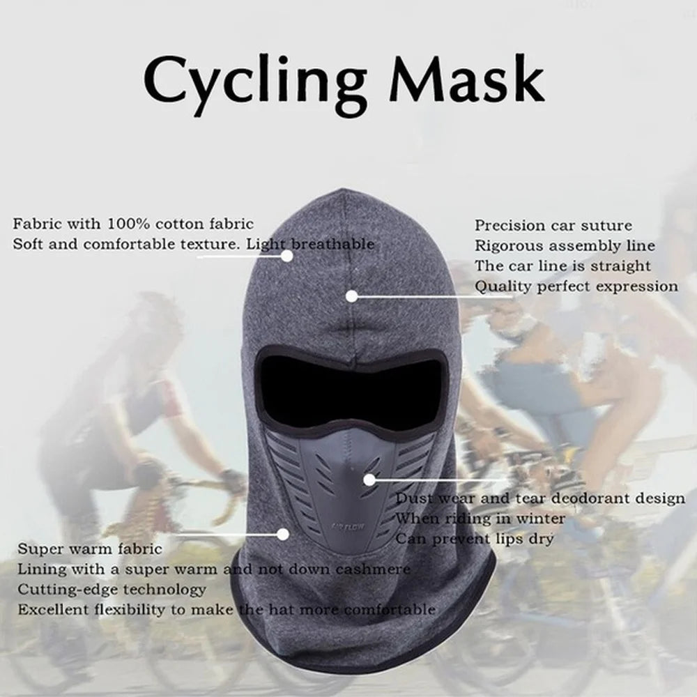 Bike Face Mask Outdoor Winter Warm Bicycle Bike Climbing Skiing Windproof Carbon Filter Thermal Fleece Balaclava Head Protector