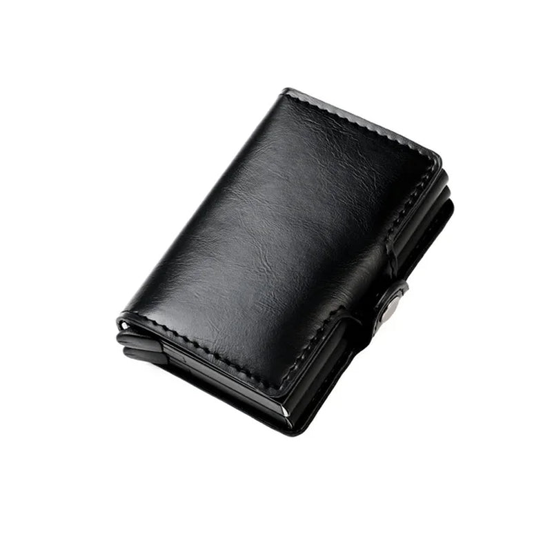 Double Layer Rfid Blocking Men'S Credit Card Holder Carbon Fiber Vintage Leather Wallets Card Holder for Women Man Money Clip