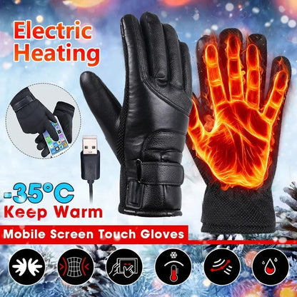 Electric Heated Gloves Rechargeable USB Hand Warmer Heating Gloves Winter Motorcycle Thermal Touch Screen Bike Gloves Waterproof