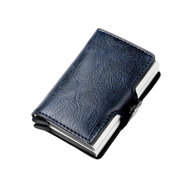 Double Layer Rfid Blocking Men'S Credit Card Holder Carbon Fiber Vintage Leather Wallets Card Holder for Women Man Money Clip