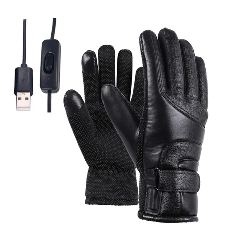 Electric Heated Gloves Rechargeable USB Hand Warmer Heating Gloves Winter Motorcycle Thermal Touch Screen Bike Gloves Waterproof