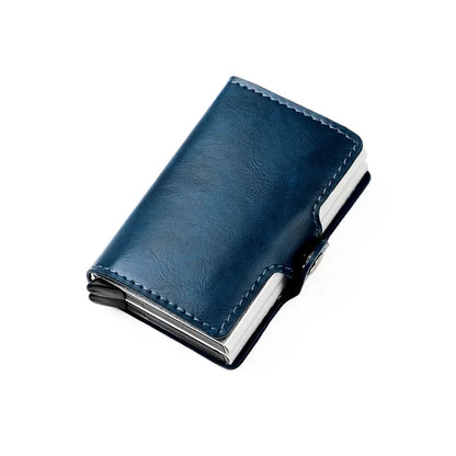 Double Layer Rfid Blocking Men'S Credit Card Holder Carbon Fiber Vintage Leather Wallets Card Holder for Women Man Money Clip