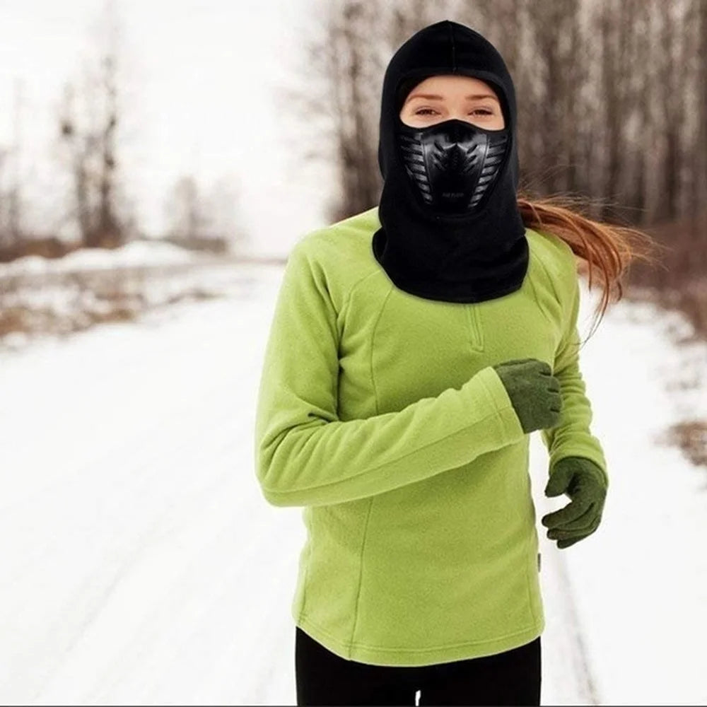 Bike Face Mask Outdoor Winter Warm Bicycle Bike Climbing Skiing Windproof Carbon Filter Thermal Fleece Balaclava Head Protector