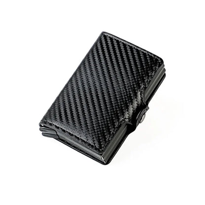 Double Layer Rfid Blocking Men'S Credit Card Holder Carbon Fiber Vintage Leather Wallets Card Holder for Women Man Money Clip