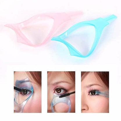 Enhance Your Lashes: 3-in-1 Makeup Tool with Mascara Applicator Guide, Eyelash Curler, Comb, and Guard All In One Accessory.