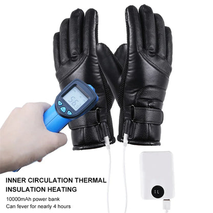 Electric Heated Gloves Rechargeable USB Hand Warmer Heating Gloves Winter Motorcycle Thermal Touch Screen Bike Gloves Waterproof