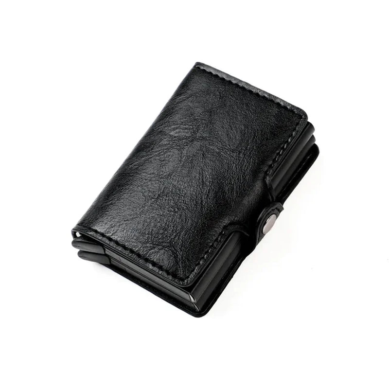 Double Layer Rfid Blocking Men'S Credit Card Holder Carbon Fiber Vintage Leather Wallets Card Holder for Women Man Money Clip