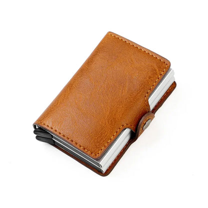 Double Layer Rfid Blocking Men'S Credit Card Holder Carbon Fiber Vintage Leather Wallets Card Holder for Women Man Money Clip