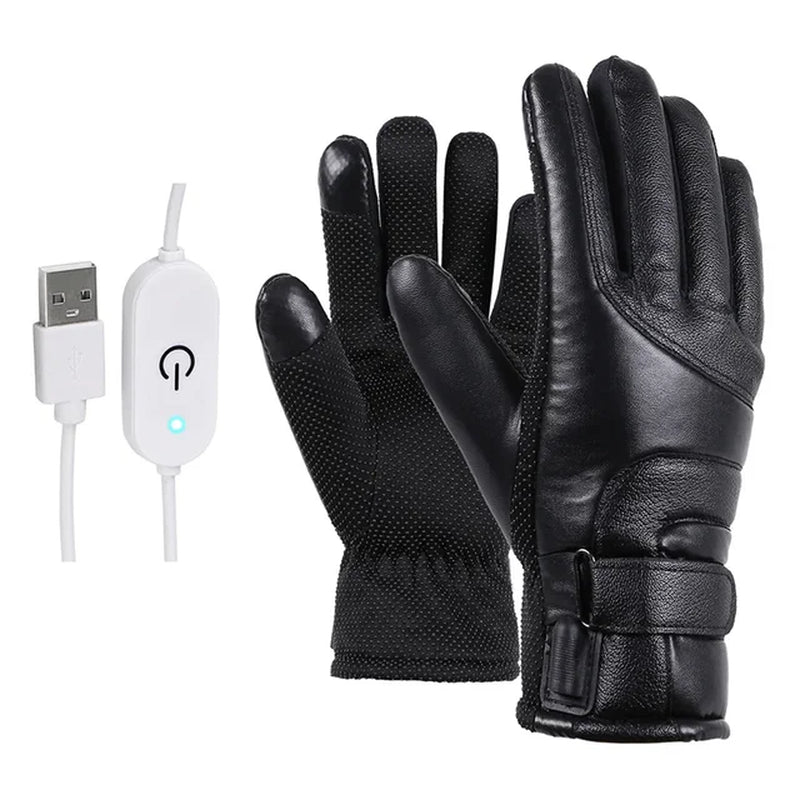 Electric Heated Gloves Rechargeable USB Hand Warmer Heating Gloves Winter Motorcycle Thermal Touch Screen Bike Gloves Waterproof