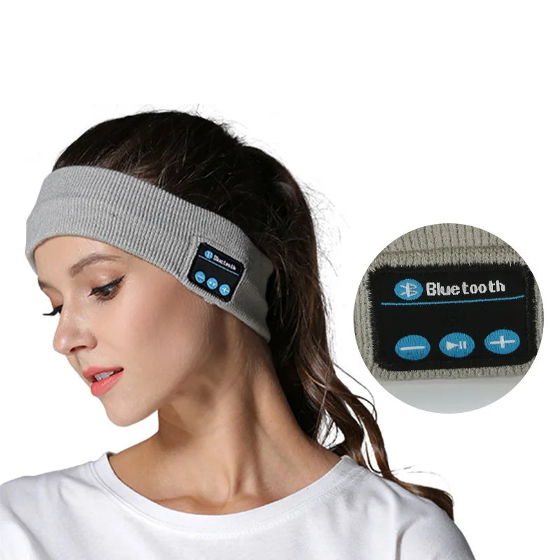 Man&Women Sleeping Headphone Bluetooth-Compatible Wireless Music Sport Headbands Soft Eye Mask Headset with Mic Yoga Hair Bands