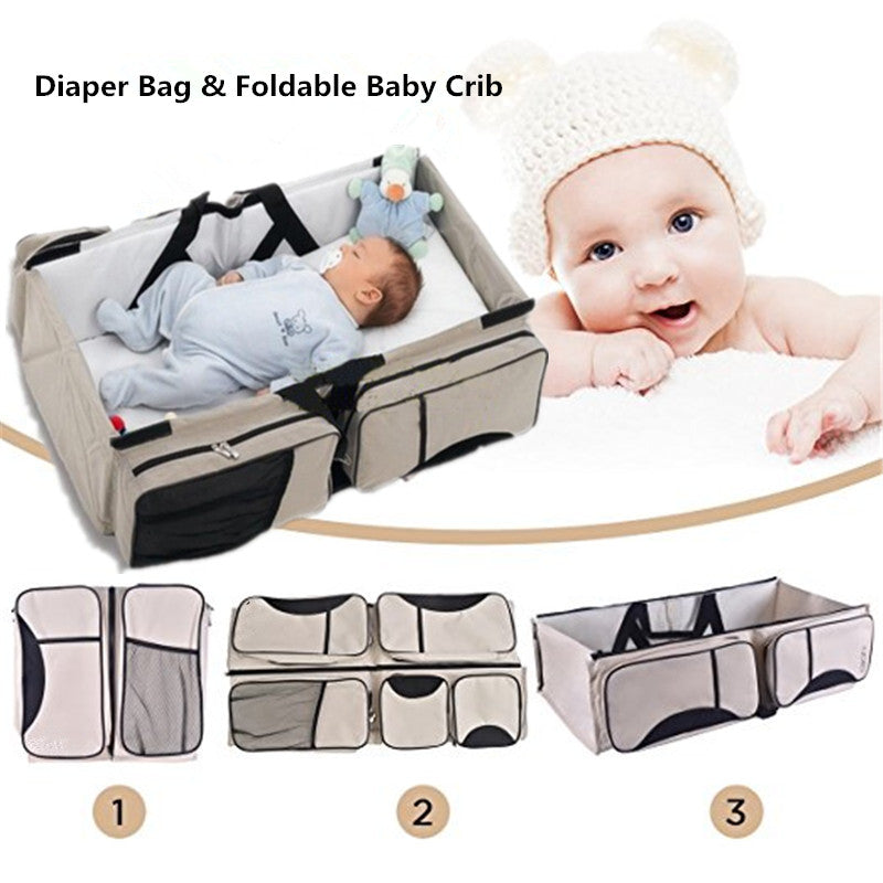 3-in-1 Portable Diaper Bag. Ultimate Convenience: Travel crib, diaper bag, changing station - Parenting Made Easier